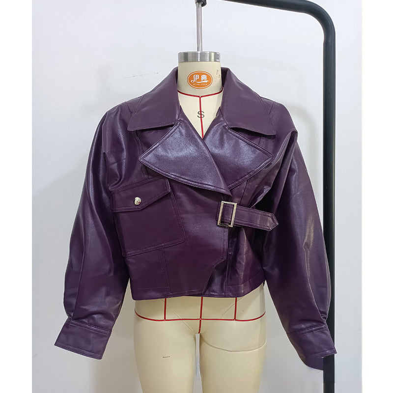 Fashion Long Sleeves Women Jackets & Coats-Coats & Jackets-Purple-S-Free Shipping Leatheretro