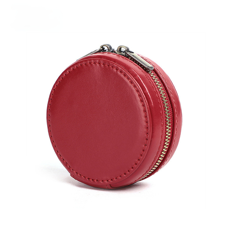 Easy Take Leather Mini Leater Organizer Bag JK092-Leatehr Purses-Round Red-Free Shipping Leatheretro