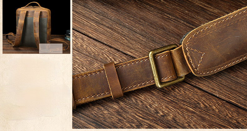 VIntage Leather Laptop Backpack P-8250-Leather Backpack-Dark Brown-Free Shipping Leatheretro