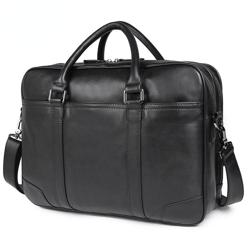 Black Cowhide Leather Briefcase for Men 7348-Briefcases-Black-Free Shipping Leatheretro