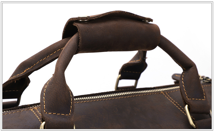 Handmade Leather Retro Business Duffle Bag/Travel Bag J6482-Leather Duffle Bags-Coffee-Free Shipping Leatheretro