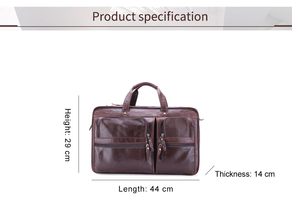 17" Leather Large Storage Laptop Bag J6489-Leather Briefcase-Coffee-Free Shipping Leatheretro