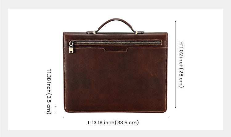 13.3" Leather Laptop Case Portfolio&Padfolio with Handle 6394-Leather Portfolio-Coffee-Free Shipping Leatheretro