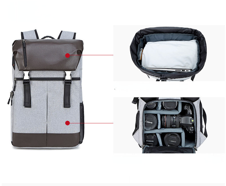 2 In 1 Large Storage Laoptop Bag and Backpack for Camera C3081-Backpacks-Light Gray-Free Shipping Leatheretro