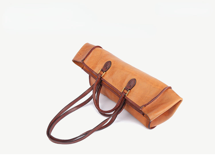Luxury Vege Tanned Leather Tote Handbags for Women 8902-Handbags, Wallets & Cases-Coffee-Free Shipping Leatheretro