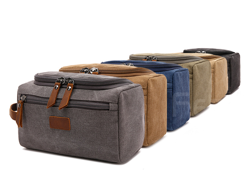 Canvas Toiletry Bag for Traveling 8064-Toiletry Bag-Khaki-Free Shipping Leatheretro