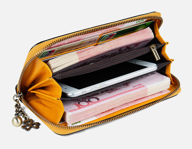 Vintage Women RFID Leather Hand Drawn Craft Wallet 6042-Leather Wallet for Women-Brown-Free Shipping Leatheretro