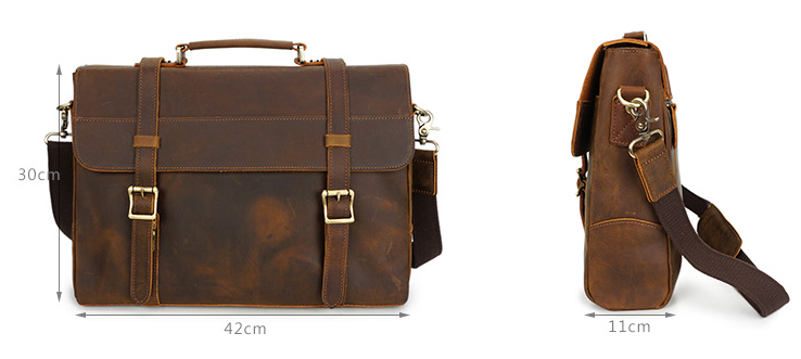 Retro Handmade Leather Travle Briefcase B-8049-Leather Briefcase-Dark Brown-Free Shipping Leatheretro