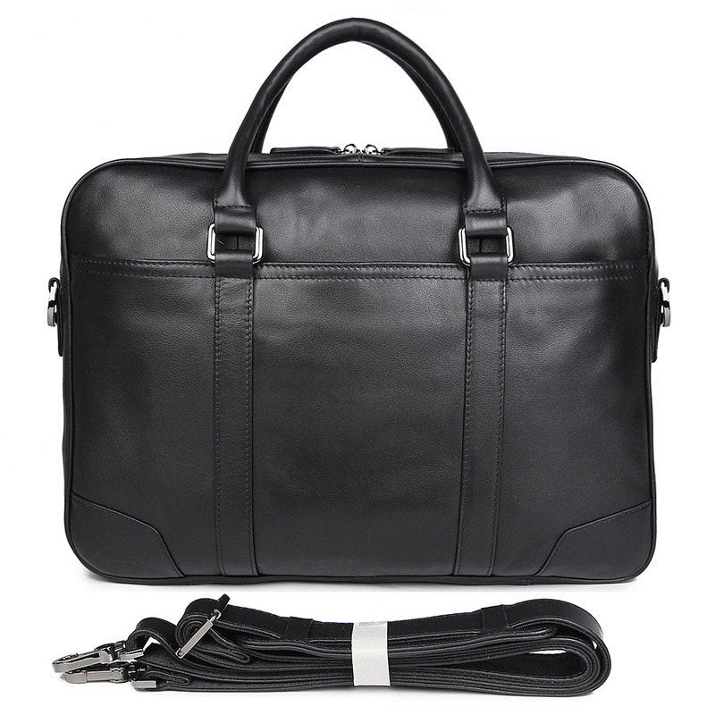 Black Cowhide Leather Briefcase for Men 7348-Briefcases-Black-Free Shipping Leatheretro
