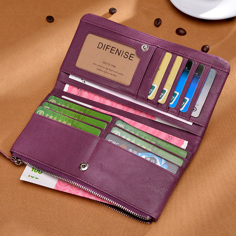 Large Storage Leather Double Long Wallets for Women 3482-Handbags, Wallets & Cases-Purple-Free Shipping Leatheretro