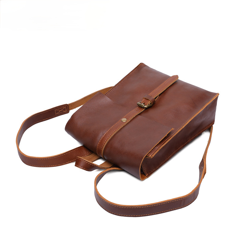 Vintage Women Leather Light Backpack P-8260-Leather Backpack-Brown-Free Shipping Leatheretro