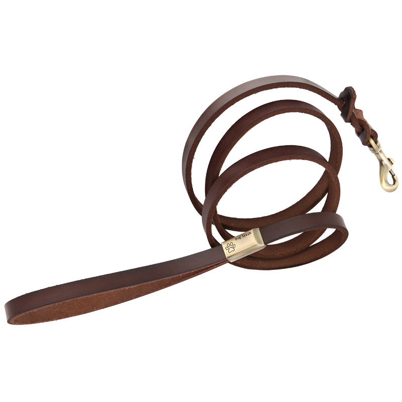 Handmade Cowhide Leather Dog Leash&Collar-Leather Dog Leash-Coffee-130cm*1.2cm-Free Shipping Leatheretro
