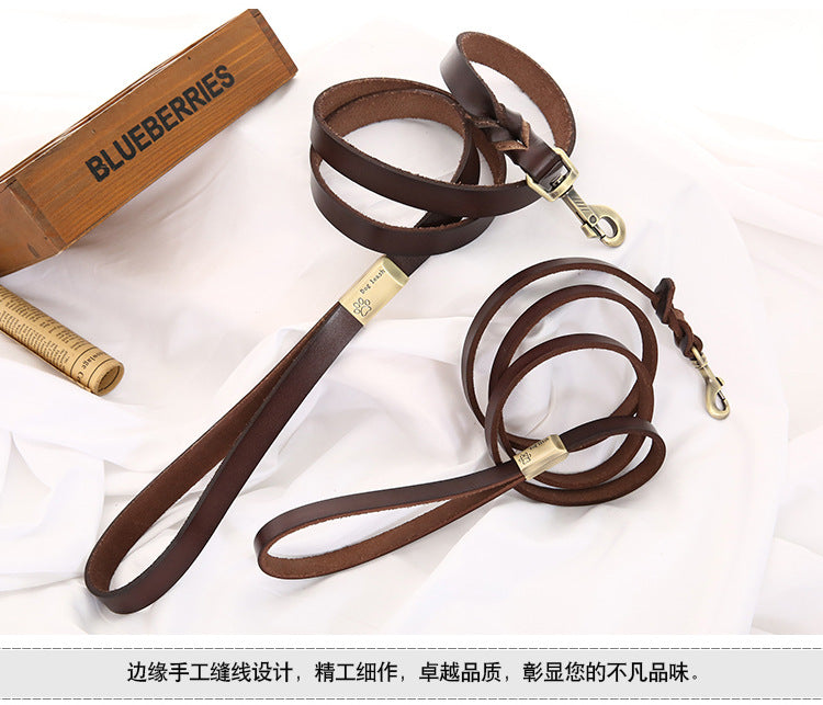 Handmade Cowhide Leather Dog Leash&Collar-Leather Dog Leash-Black-130cm*1.2cm-Free Shipping Leatheretro