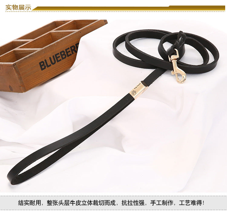 Handmade Cowhide Leather Dog Leash&Collar-Leather Dog Leash-Black-130cm*1.2cm-Free Shipping Leatheretro