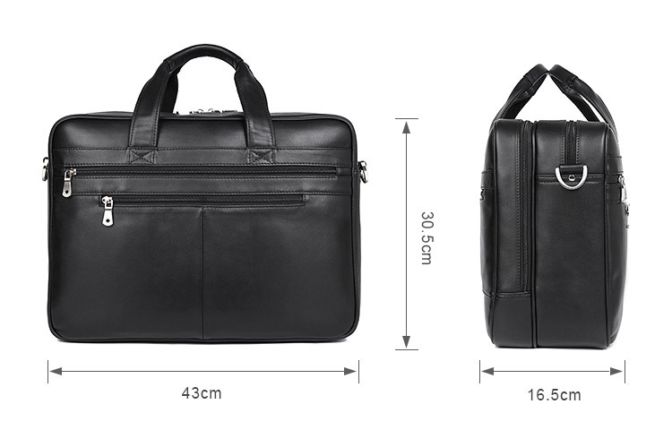 Black Genine Leather Business Briefcase 7319-Leather Briefcase-Black-Free Shipping Leatheretro