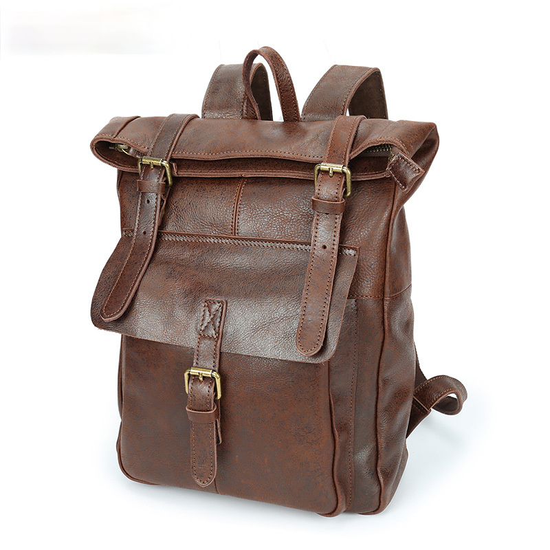 Vintage Leather Travel Backpack B8186-Leather Backpack-Light Brown-Free Shipping Leatheretro