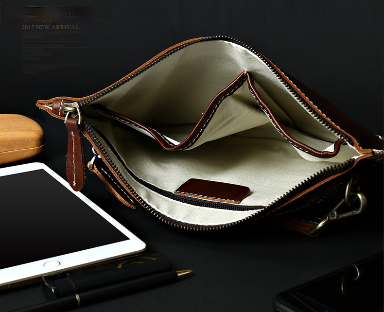 Men's Ultra Thin Leather Briefase Bag 8067-Leather bags for men-Brown-Free Shipping Leatheretro