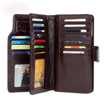 Men Multi Functional Handmade Leather Wallets J9322-Leather Wallets-Coffee-Free Shipping Leatheretro