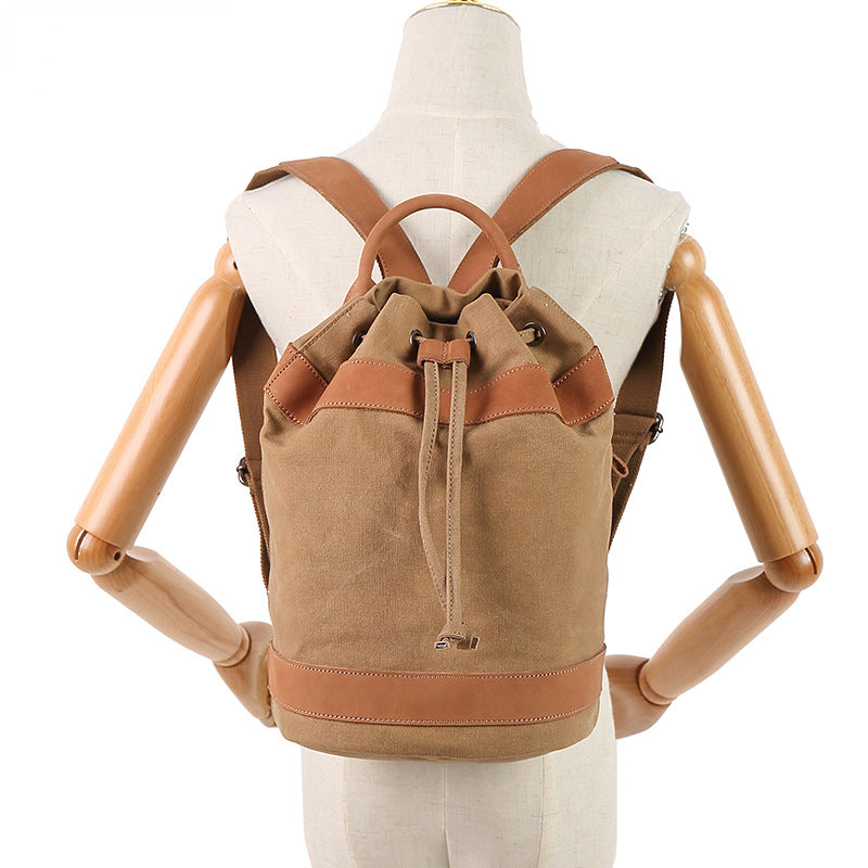 Leisure Canvas Backpack for Women-Backpacks-Khaki-Free Shipping Leatheretro