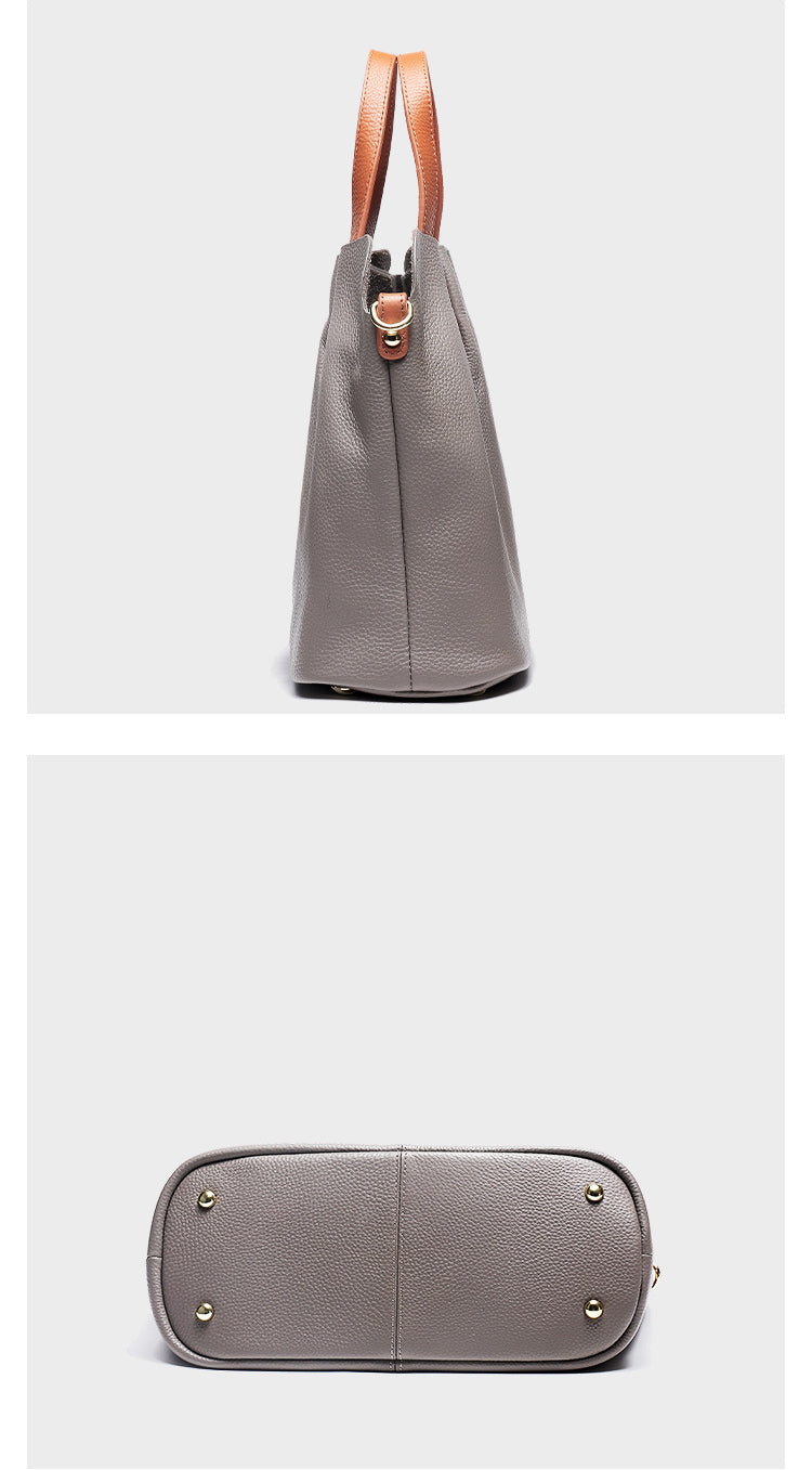 Cowhide Leather Tote Handbags for Women W918-Handbags-Black-Free Shipping Leatheretro