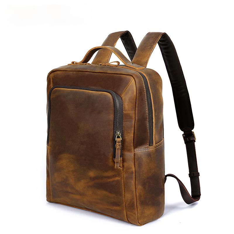 VIntage Leather Laptop Backpack P-8250-Leather Backpack-Dark Brown-Free Shipping Leatheretro