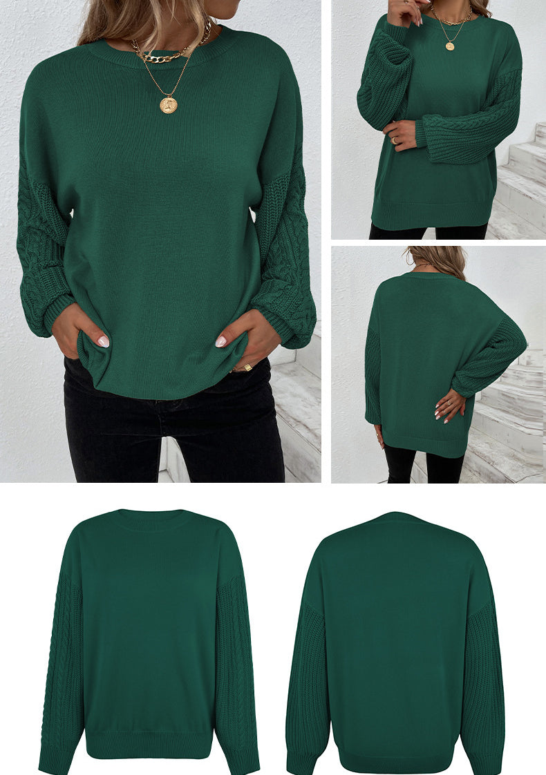 Fashion Round Neck Twist Knitted Pullover Sweaters-Shirts & Tops-Black-S-Free Shipping Leatheretro