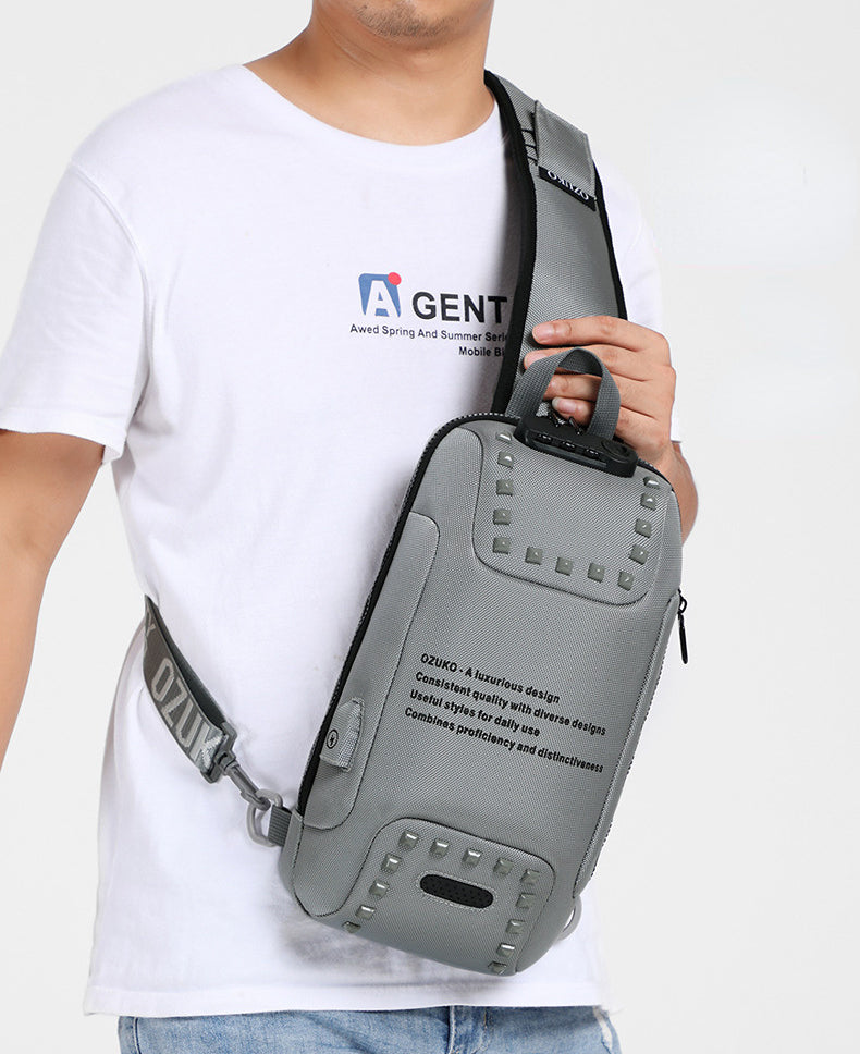 Waterproof Oxford Fabric Casual Chest Bags for Men 0424-Bicycle Bags & Panniers-White-Free Shipping Leatheretro