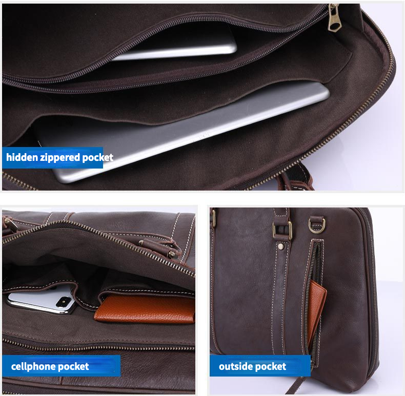 Retro Leather Business Briefcase B-8150-Leather Briefcase-Coffee-Free Shipping Leatheretro