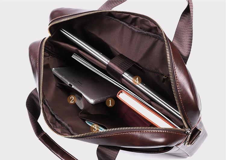 Leisure Fashion Leather Business Briefcase for Men 6523-Leather Briefcase-Coffee-Free Shipping Leatheretro