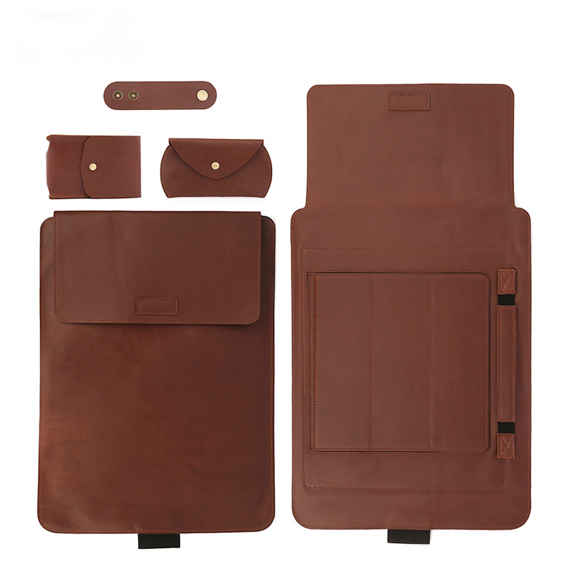 Vintage Multifunctional 13.3 Leather padfolio Laptop Bag J6522-Leather padfolio-Brown-Free Shipping Leatheretro