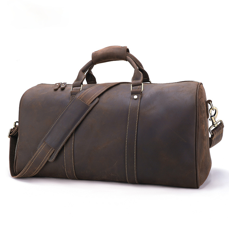 Handmade Leather Retro Business Duffle Bag/Travel Bag J6482-Leather Duffle Bags-Coffee-Free Shipping Leatheretro