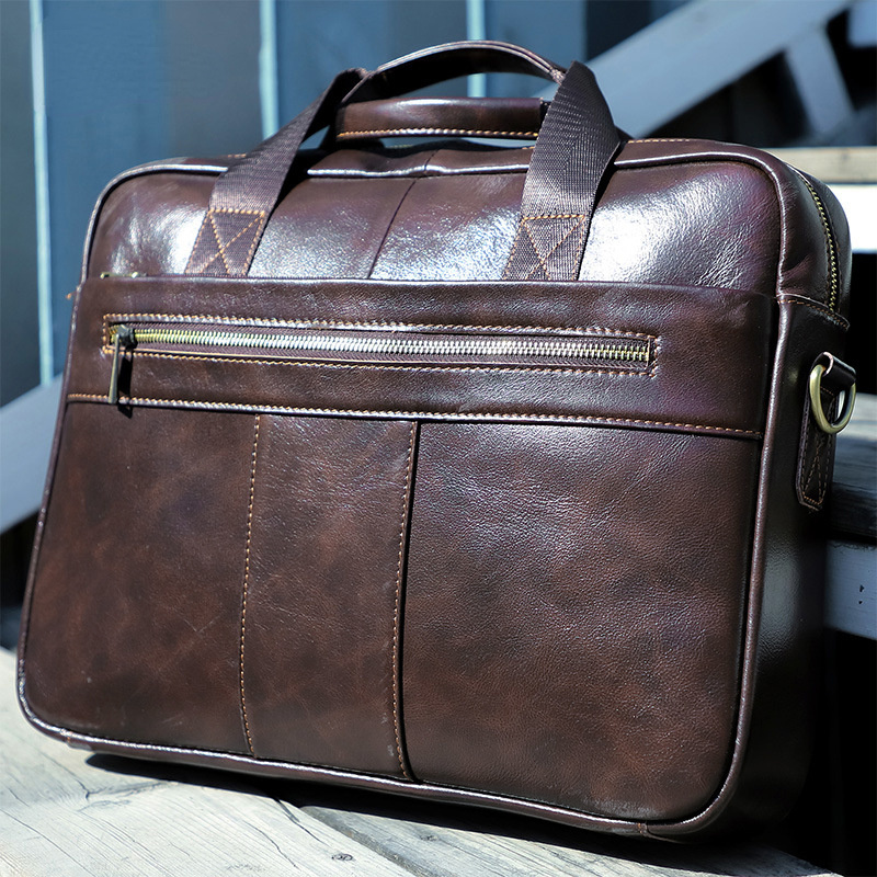 Leisure Fashion Leather Business Briefcase for Men 6523-Leather Briefcase-Coffee-Free Shipping Leatheretro