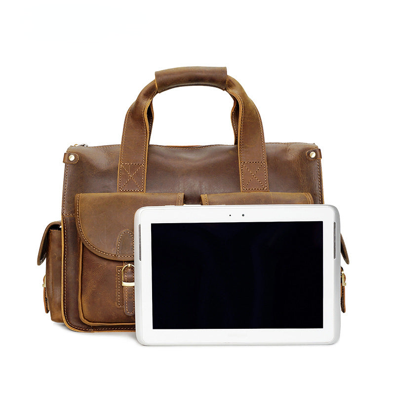 Vintage Leather Briefcases for Men YD-8045-Briefcases-Light Brown-15 inches-Free Shipping Leatheretro