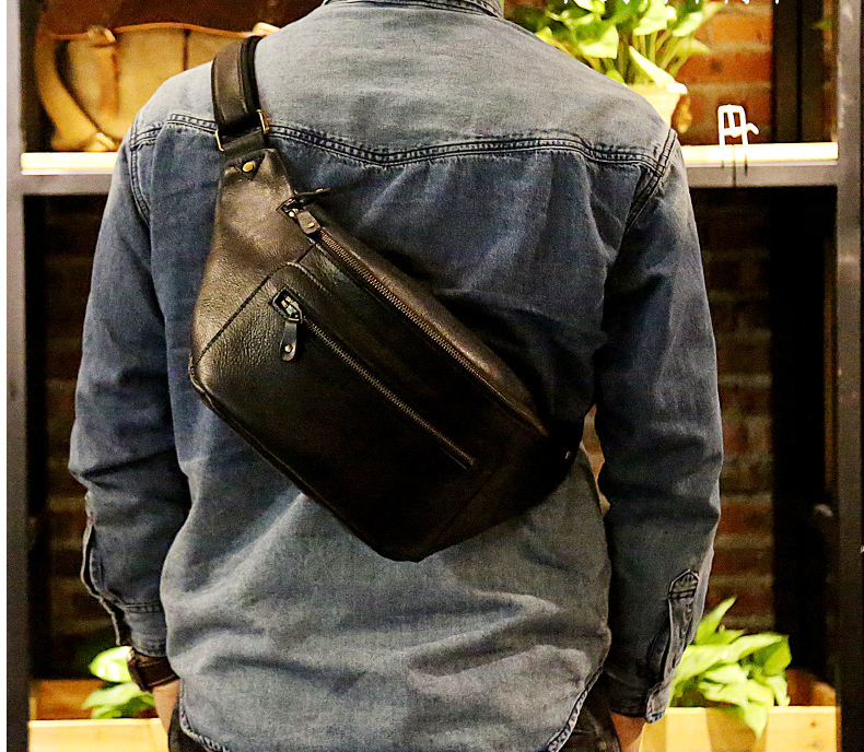 Men's Leather Waist Casual Bag 8725-Leather bags for men-Brwon Crazy horse-Free Shipping Leatheretro