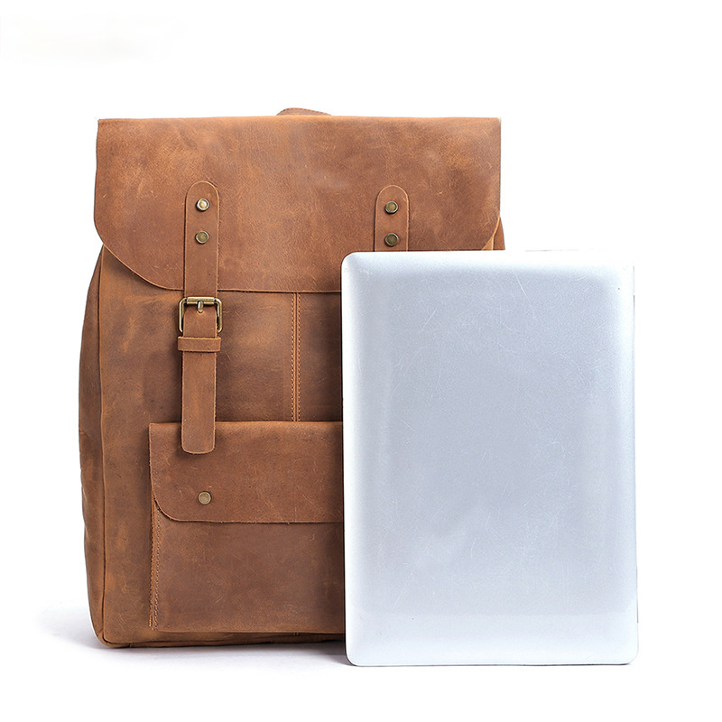Men Handmade Leather Vintage Leather Laptop Backpack 1224-Leather Backpack-Coffee-Free Shipping Leatheretro