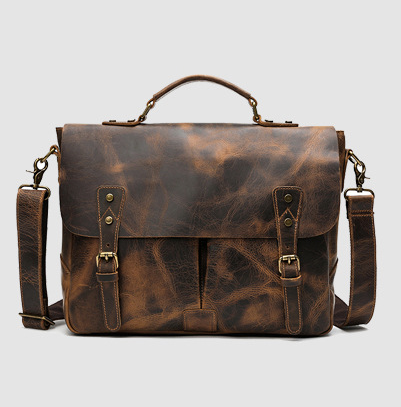 Men's Vintage Leather Business Briefcase O9125-Leather Briefcase-Red Brown-Free Shipping Leatheretro