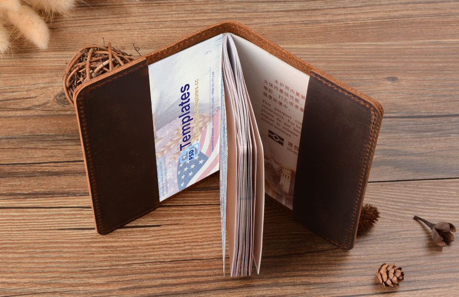 Vintage US Leather Passport Holder-Black-Free Shipping Leatheretro