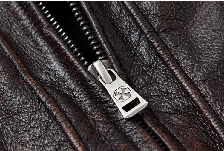 Motorcycle Cowhide Leather Jackets for Men-Coats & Jackets-The same as picture-S-Free Shipping Leatheretro