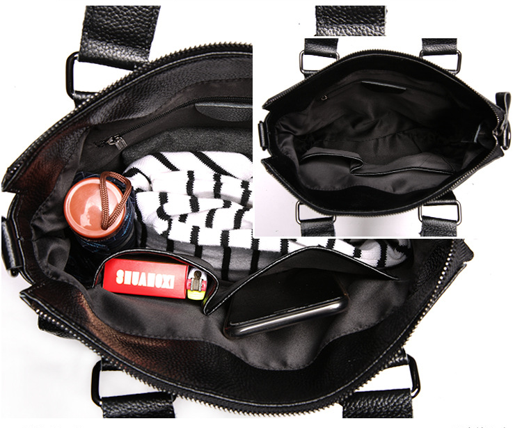 Black New Men Shoulder Leather Business Bags JB259-Leather Briefcase-Black-Free Shipping Leatheretro