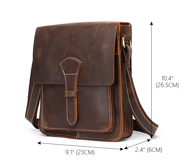 Handmade Vintage Small Men's Leather Small Bags 1093-Men's Bags-Black-Free Shipping Leatheretro