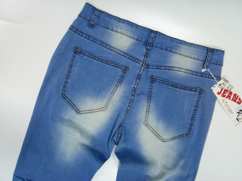 Casual Broken Holes Men's Jean Pants-Pants-Light Blue-28-Free Shipping Leatheretro