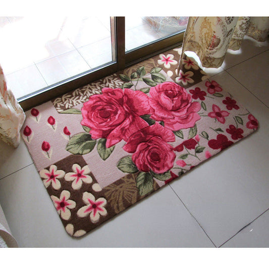 Pastoral Style Flowers Design Cuttable Non Slip Door Mats-Door Mats-Three Flowers-40*60cm-Free Shipping Leatheretro