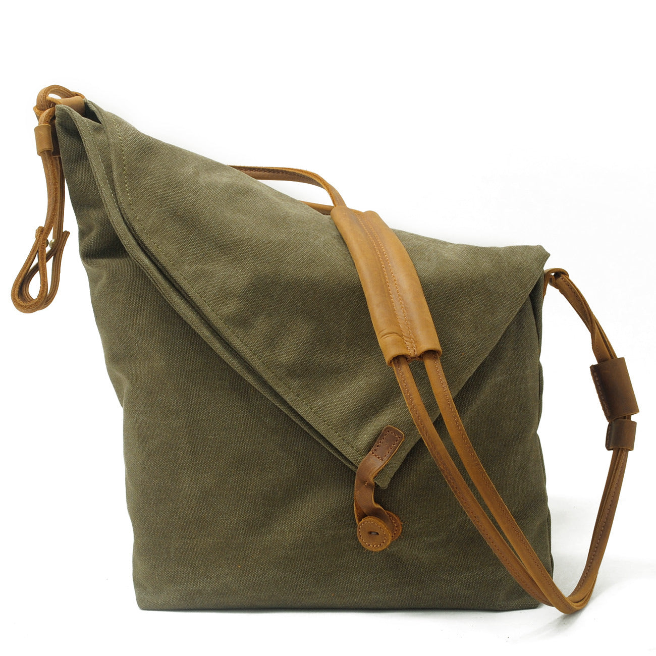 Vintage Women Crossbody Leather Canvas Bags-Leather Canvas Bag-Khaki-Free Shipping Leatheretro