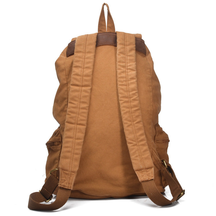 Retro Large Storage Casual Leather Canvas Rucksack 2105-Leather canvas Backpack-Brown-Free Shipping Leatheretro