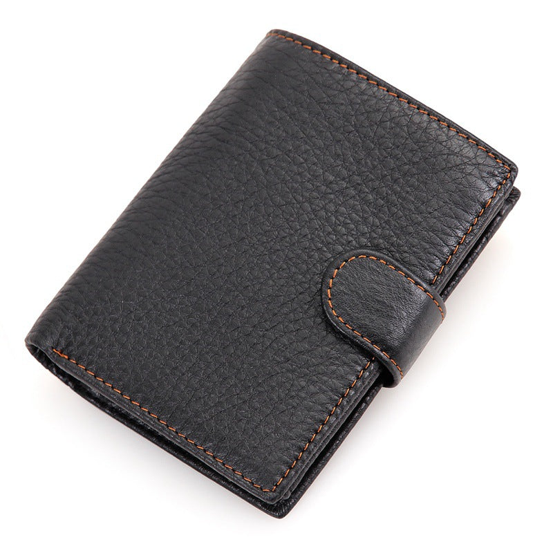 Men Cowhide RFID Leather Wallets 8129-Leather Wallet-Black-Free Shipping Leatheretro