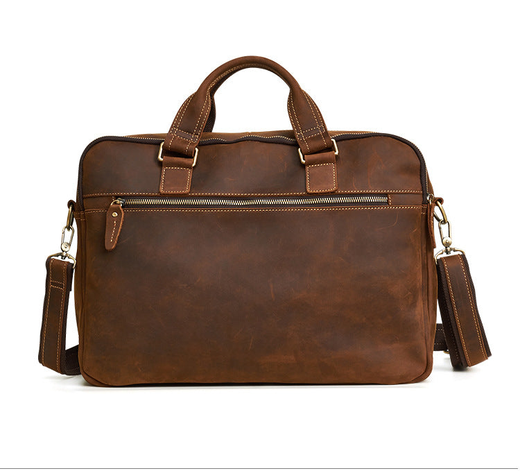 15.6" Men Vintage Leather Business Briefcase J6360-Leather Briefcase-Brown-Free Shipping Leatheretro