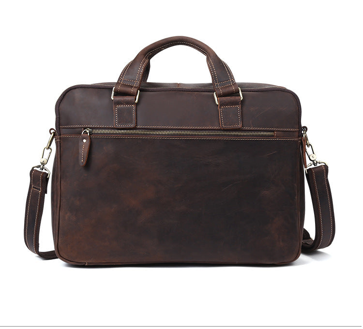 15.6" Men Vintage Leather Business Briefcase J6360-Leather Briefcase-Brown-Free Shipping Leatheretro