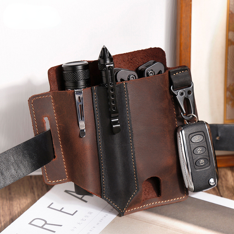 Vintage Outdoor Tactical Tool Leather Waist Bag-Leather Waist Bag-Coffee-Free Shipping Leatheretro