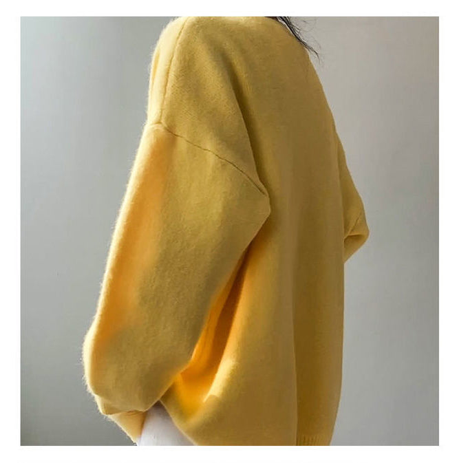 Casual Winter Women Knitted Cardigan Sweaters-Shirts & Tops-Yellow-One Size-Free Shipping Leatheretro