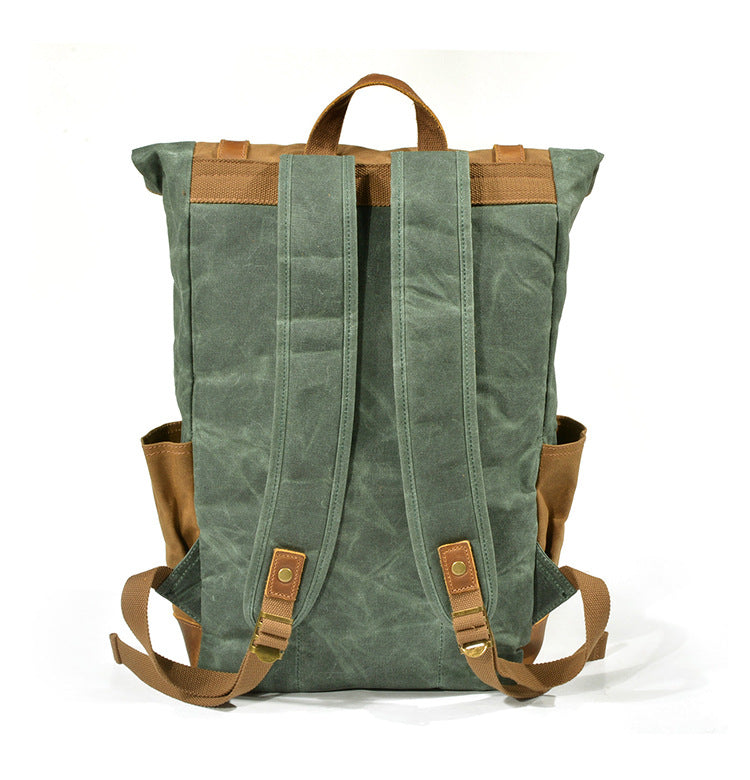 Vintage Waterproof Leather Canvas Backpack C9120-Leather Canvas Backpack-Coffee-Free Shipping Leatheretro